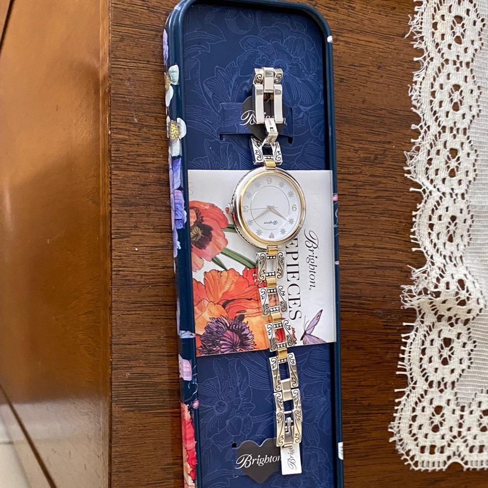 Brighton Two-Tone Watch with Floral Box